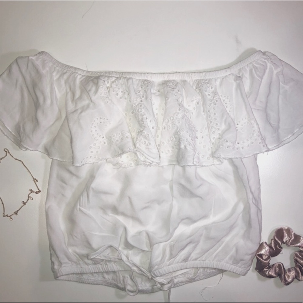 Mossimo White Off the Shoulder Ruffle Top